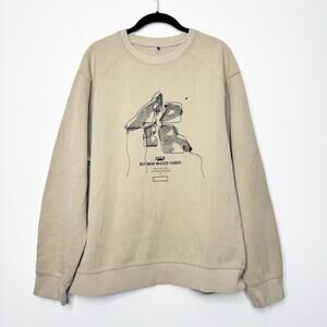 ADER Error Graphic Crewneck Sweatshirt Beige A1 Medium Oversized Streetwear